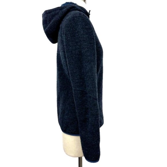 The North Face Womens Size M Zermatt Full Zip in Blue Hooded Wool Blend - Picture 2 of 11